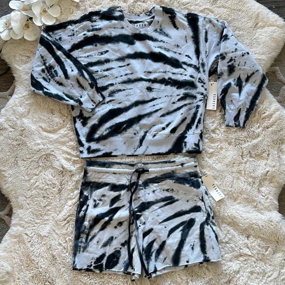 LACAUSA Set Sweatshirt & Shorts Tie Dye Size S - Picture 1 of 12